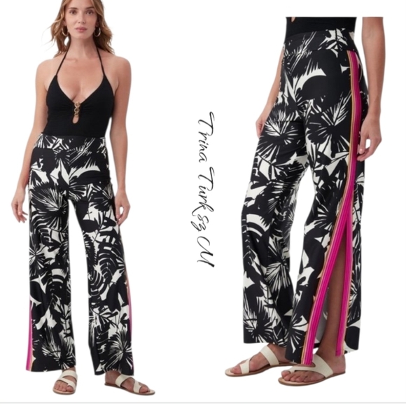 Trina Turk Lennox Wide Leg Swim Cover Pants Sz M